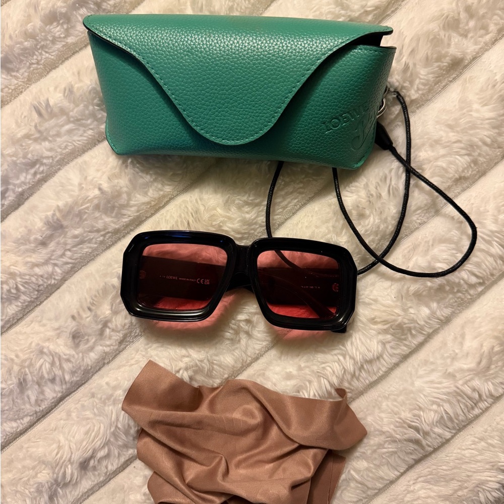 Loewe Black and Pink Sunglasses with Green Case
